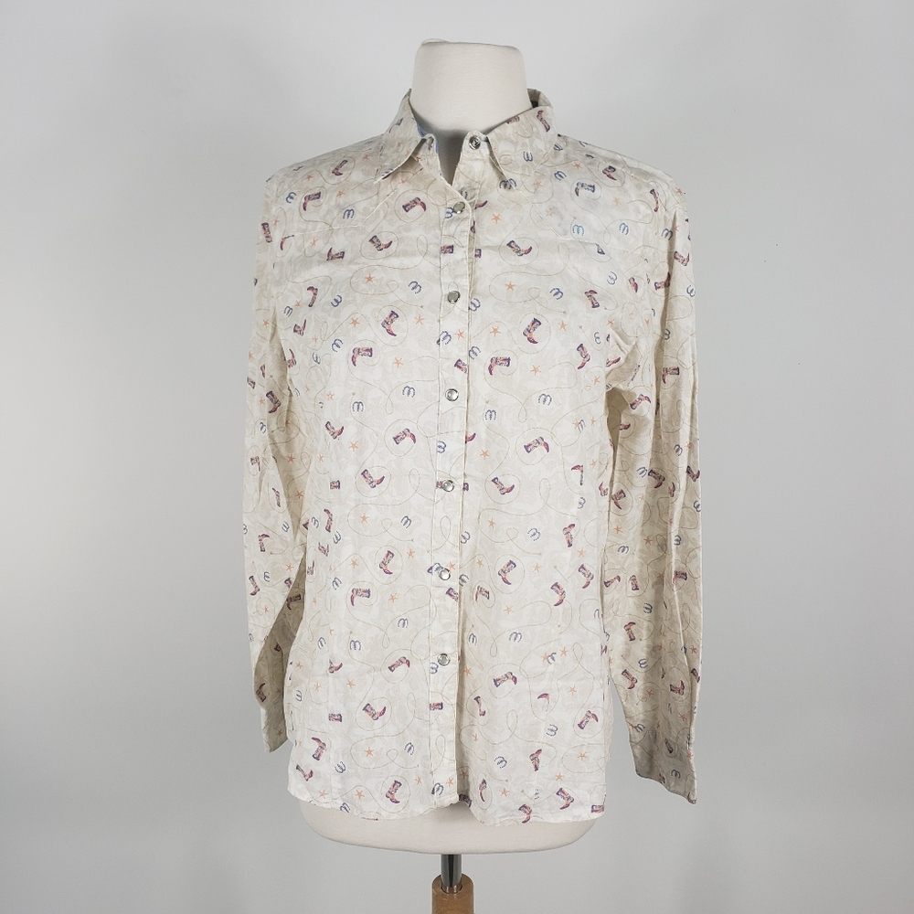 Wrangler Blues Boots Lasso Western Shirt Medium
